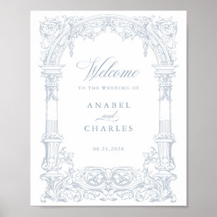 Poster Vintage Arch Vines Frame Weding Bem-vindo