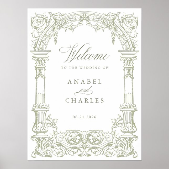 Poster Vintage Arch Vines Frame Weding Bem-vindo (Frente)