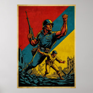 Poster Vintage Army Illustration - Forte e Unida