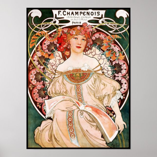 Poster Vintage Art Alfons Mucha F Champenois (Frente)