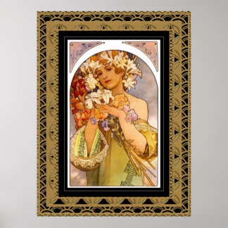 Poster Vintage Art Alphonse Mucha Com Quadro