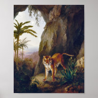 Vintage Art Antiquado Tiger Cat Jungle Maximalista