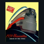 Poster Vintage Art Deco 1939 Ad Comboio Locomotivo<br><div class="desc">Esta é uma imagem digitalmente melhorada de um anúncio feito pela Art Deco para uma locomotiva Hiawatha Milwaukee Road em 1939. Embora a cor de fundo tenha sido derivada do original,  você pode personalizá-la.</div>