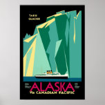 Poster Vintage Art Deco Alaska Viagem de Turismo<br><div class="desc">Esta é uma impressão digitalmente aprimorada de uma vintage Art Deco "Alaska via Pacífico Canadense. Viagem litógrafo turístico de Taku Glacier. Você pode personalizar a cor de fundo.</div>