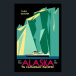 Poster Vintage Art Deco Alaska Viagem de Turismo<br><div class="desc">Esta é uma impressão digitalmente aprimorada de uma vintage Art Deco "Alaska via Pacífico Canadense. Viagem litógrafo turístico de Taku Glacier. Você pode personalizar a cor de fundo.</div>