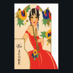 Pôster Vintage Art Deco Bridge Tally<br><div class="desc">Arte desonesta do estilo arte maravilhosa de uma bela senhora vestida de vermelho, originalmente publicada na 1920 de uma carta de ponte, pelo Charles S. Clark Co. Linda em qualquer parede, e um presente e memorabilidade perfeitos para o amante da arte ignorada! As placas de ponto de ponte são usadas...</div>