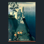 Poster Vintage Art Deco Crimea Turismo Viagem<br><div class="desc">Este é um impressão de um viagem de Cromolitógrafo de Art Deco,  vintage,  digitalmente aprimorado,  sobre a Crimeia. Vneshtorgizdat encomendado pela Intourist,  1935. Apresenta o Ninho do Swallow,  um castelo Neo-Gótico que ignora o Cabo de Ai-Todor no Mar Negro.</div>