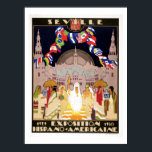 Poster Vintage art deco Expo hispano-americano Sevilla<br><div class="desc">Retouchado e as cores restauradas, até qualquer tamanho. Poster de publicidade para a exposição hispano-americana (hispânica), realizada em 1929-1930 em Sevilha (Sevilha), Espanha. Na poster: várias mulheres vestidas de forma tradicional (entre elas Maya, Inca, Aztec), bandeiras de condados de língua espanhola e portuguesa em todo o mundo, silhuetas de prédios...</div>