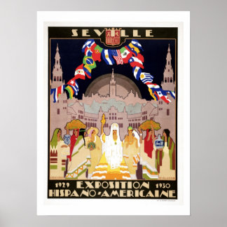 Poster Vintage art deco Expo hispano-americano Sevilla
