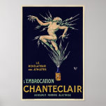 Pôster Vintage Art Deco French Wine Ad<br><div class="desc">Impressão de reprodução de uma poster de Art Deco 1910 que promove a marca de vinho " Chanteclair ". Muito raro,  restaurado experientemente.</div>