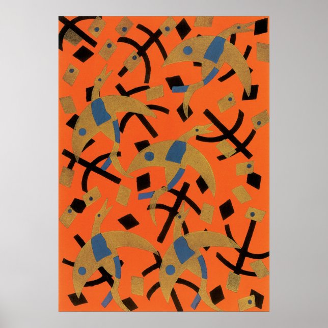 Poster Vintage Art Deco Jazz Pochoir Ouros Animais (Frente)