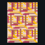 Pôster Vintage Art Deco Jazz Pochoir Padrão Geométrico<br><div class="desc">Ilustração Vintage art deco jazz pochoir wallpaper padrão por Serge Gladky, da Nouvelles Composition Decoratives, Paris, 1929. Pocorir é uma técnica de estêncil comum em quadros de surrealismo. Design elegante e cúbico com formas geométricas e cores em cores complementares de uma laranja amarela, marrom, bronzeada e uma fuquesa rosa. Um...</div>