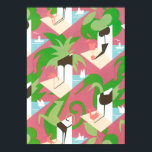 Poster Vintage Art Deco Jazz Pochoir Palm Trees and Birds<br><div class="desc">Vintage illustration art deco jazz pochoir pattern by Jacques Camus from Dessins, 1929. Pochoir is a stencil technique common in surrealism paintings. A beautiful modern design featuring exotic birds, dogs, tropical plants, palm trees and flamingos in bright spring colors of green, pink sea blue and white. Boats are in the...</div>