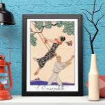 Pôster Vintage Art Deco Love, O Swing de George Barbier<br><div class="desc">Ilustração visual, imagem deco de amor e romance art com um casal flertando, tocando e sem carinho no parque durante a estação do primavera. A mulher está balançando em uma oscilação de uma árvore, seu chapéu está caindo e ela está vestindo um lindo vestido floral com flores florescentes. O homem...</div>