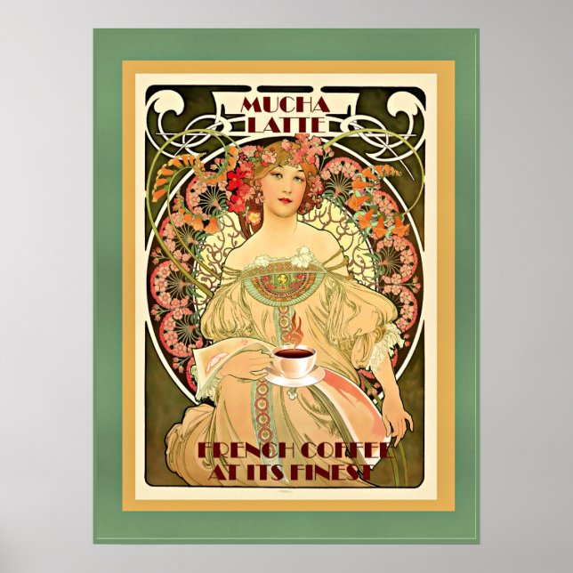 Poster vintage Art deco Mucha Latte (Frente)