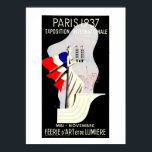 Pôster Vintage art deco Paris World expo 1937 53 x 73<br><div class="desc">As cores foram restauradas como originais,  até qualquer tamanho de anúncio de Poster para a exposição Paris World de 1937,  de branco e branco,  e d as cores da bandeira francesa em um fundo preto.</div>