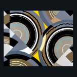 Pôster Vintage Art Deco Pochoir Jazz Formas Geométricas<br><div class="desc">Ilustração Vintage art deco jazz pochoir geométrico wallpaper, de Edouard Benedictus. Pocorir é uma técnica de estêncil comum em quadros de surrealismo. Design elegante e cúbica com formas geométricas e cores neutras com círculos e semicírculos. Um design moderno e sofisticado faz um presente excelente para um geek matemático de geometria!...</div>