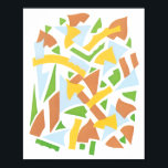 Pôster Vintage Art Deco Pochoir Jazz Formas Geométricas<br><div class="desc">Ilustração Vintage art deco jazz pochoir wallpaper padrão por Serge Gladky, da Nouvelles Composition Decoratives, Paris, 1929. Pocorir é uma técnica de estêncil comum em quadros de surrealismo. Um design elegante e cúbico, com retângulos, triângulos, formas geométricas e cores em cores de jardim de primavera pálidas de laranja, verde, amarelo...</div>
