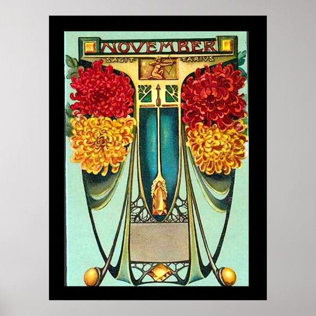 Poster vintage Art Deco Sagitarius (Frente)