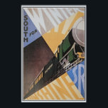 Pôster Vintage Art Deco Southern Rail viagem ad<br><div class="desc">Precisa de ajuda para redimensionar? Esta imagem em outro presente Zazzle? Entre em contato conosco. (veja o botão de contato acima desta descrição. Foto de alta resolução (18, 1 Mio pixels, Jpeg de 11, 2 MB) de um c. Anúncio de viagem de Arte Britânica de 1930, para a linha férrea...</div>