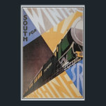 Pôster Vintage Art Deco Southern Rail viagem ad<br><div class="desc">Precisa de ajuda para redimensionar? Esta imagem em outro presente Zazzle? Entre em contato conosco. (veja o botão de contato acima desta descrição. Foto de alta resolução (18, 1 Mio pixels, Jpeg de 11, 2 MB) de um c. Anúncio de viagem de Arte Britânica de 1930, para a linha férrea...</div>