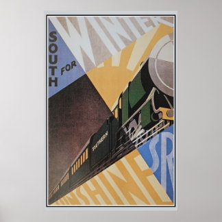 Pôster Vintage Art Deco Southern Rail viagem ad
