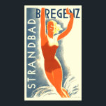 Poster Vintage Art Deco Strandbad Bregenz Viagem Turismo<br><div class="desc">Esta é uma impressão de uma vintage de 1930 Art Deco Strandbad Bregenz,  poster de viagens de turismo de 1930,  digitalmente aprimorada,  por Lois Gaigg. Você pode personalizar a cor de fundo.</div>