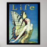 Poster Vintage Art Deco Woman Com Asas De Borboleta<br><div class="desc">Esta é uma impressão de alta digital de uma antiga arte de cobrir Art Deco 1923 de uma mulher com asas de borboletas por Wladyslaw T. Benda.</div>