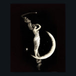 Poster Vintage Art Deco Woman na Deusa da Lua Trabalho de<br><div class="desc">Vintage Art Deco Woman na Deusa da Lua Trabalho de arte</div>