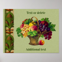 Vintage Art Fruta Basket Crie seu próprio texto