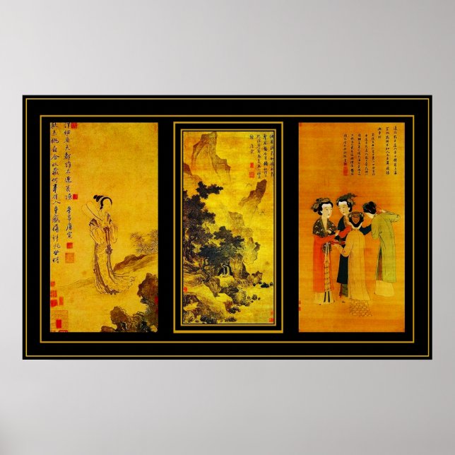 Poster Vintage Art Japonês Tang Yin Painels (Frente)