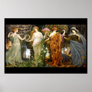 Poster Vintage Art Nouveau 4 Seasons de Walter Crane