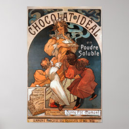 Poster Vintage Art Nouveau Advert Chocolat Ideal Mucha