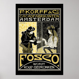Poster Vintage Art Nouveau Anúncio De Chocolate Holandê