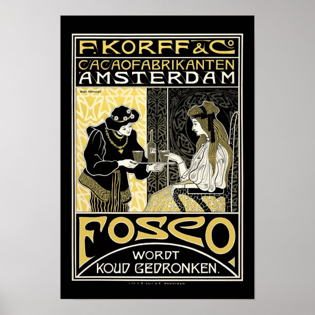 Poster Vintage Art Nouveau Anúncio De Chocolate Holandês (Frente)