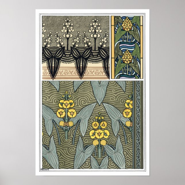 Poster Vintage Art Nouveau Arrohead Garden Flowers (Frente)