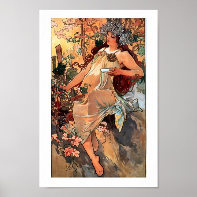 Poster Vintage Art Nouveau Beauty Outono 1896 (Frente)