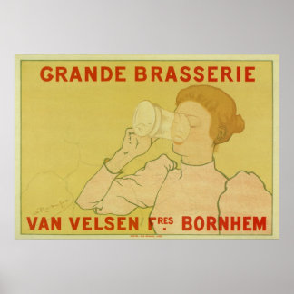 Poster Vintage Art Nouveau Bélgica Beer ad