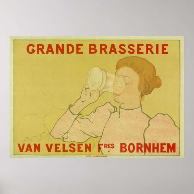 Poster Vintage Art Nouveau Bélgica Beer ad (Frente)