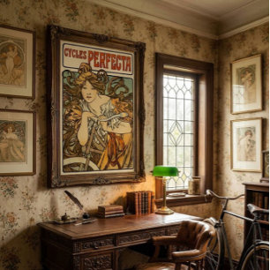 Pôster Vintage Art Nouveau Bicicleta Ad por Alphonse Much