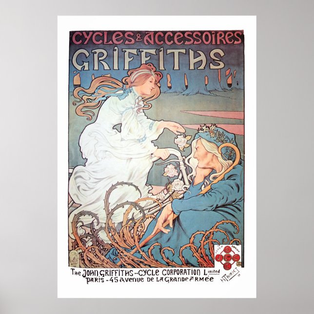 Poster Vintage Art Nouveau Bicicleta E. H. Thiriet (Frente)