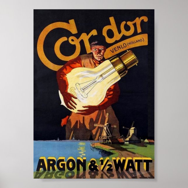 Pôster Vintage Art Nouveau Bolsa Elétrica Neerlandesa (Frente)