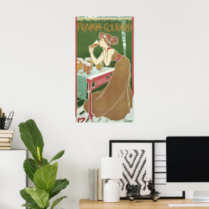 Pôster Vintage Art Nouveau Brasserie Fraikin-Courard Beer