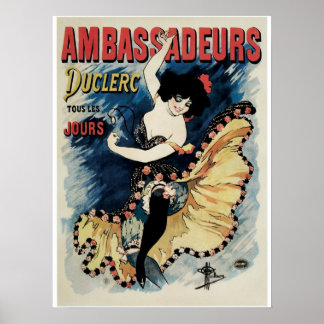 Poster Vintage art nouveau França dança cancã
