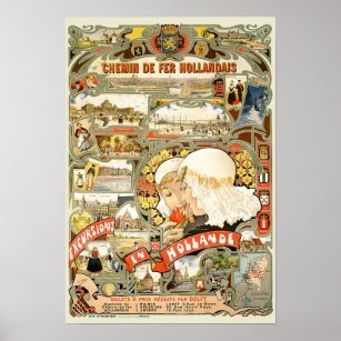 Poster Vintage Art Nouveau Holland Viagem Turismo