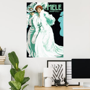 Poster Vintage Art Nouveau, Itália Fashion e Mulheres Ric
