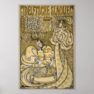 Poster Vintage Art Nouveau Jugend Delftsche Slaolie 1894