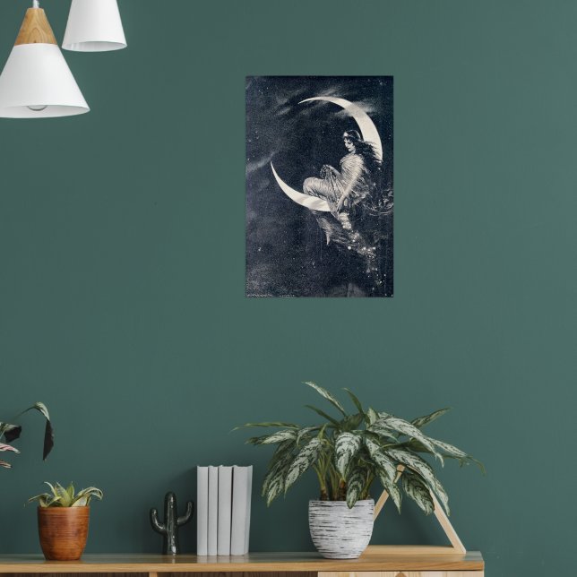 Poster Vintage Art Nouveau Mulher do Moon Crescente (Sala de Estar 1)