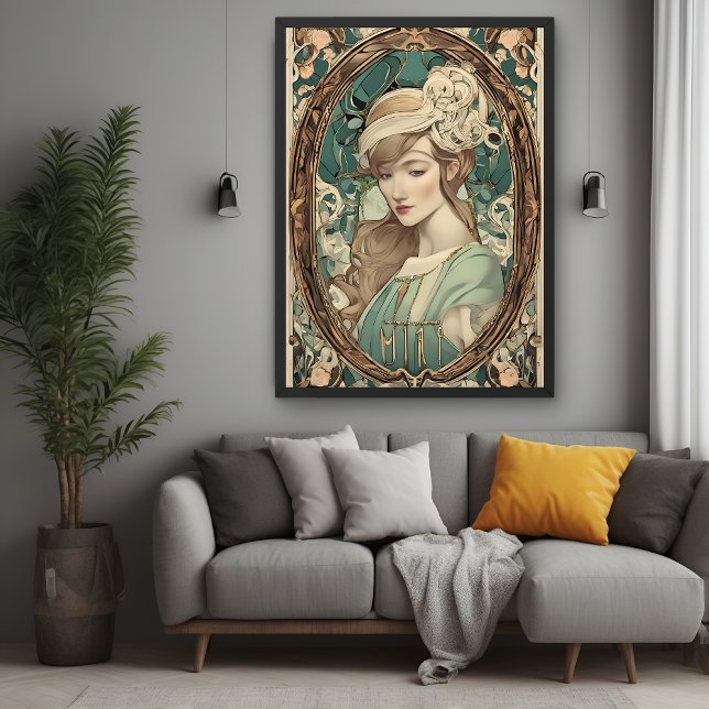 Poster Vintage Art Nouveau Mulher e Arte Elegante (Criador carregado)