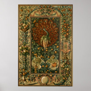 Poster Vintage Art Nouveau Peacock & Fruta por Anton Sede